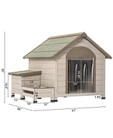 Streamdale Furniture Wood Dog House with Open Roof for Small to Medium Dogs