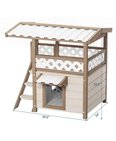 Streamdale Furniture Feral Cat House with 2 Stories, Durable Roof & Escape Door