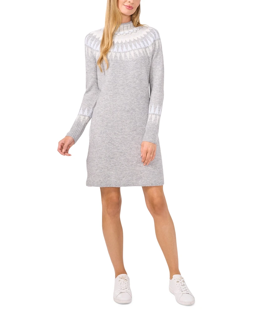 CeCe Women's Fair Isle Long-Sleeve Sweater Dress