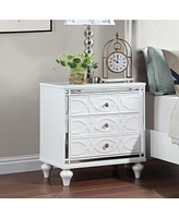 Streamdale Furniture Sophisticated & Functional Modern Nightstand with Glamorous Mirrored Trim