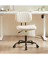 Simplie Fun Pu Leather Low Back Task Chair Small Home Office Chair with Wheels