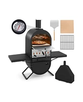 Sugift Outdoor Pizza Oven with 600D Oxford Fabric Cover 12 Inch Pizza Stone and Cooking Grill