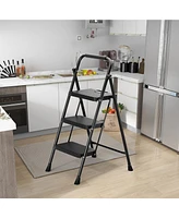 Givimo Portable Folding 3 Step Ladder with Wide Anti-Slip Pedal and Convenient Handle