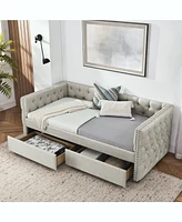 Streamdale Furniture Elegant Mid-Century Daybed with Trundle and Drawers