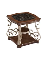 Streamdale Furniture Marble Top End Table with Metal Legs