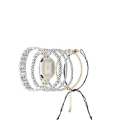 American Exchange Women's Shiny Silver or Gold Metal Alloy Band Analog Watch 26mm Gift Set