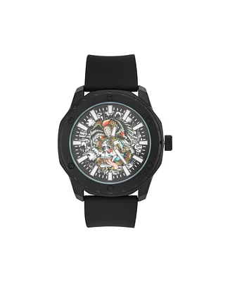 Ed Hardy Men's Matte Black Silicone Strap Analog Watch 47mm