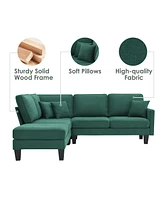 Simplie Fun 90X88" Terrycloth Modern Sectional Sofa, 5-Seat Practical Couch Set With Chaise Lounge