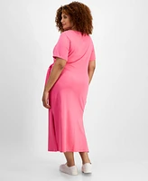 On 34th Trendy Plus Side-Tie Knit Midi Dress, Created for Macy's