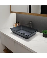 Streamdale Furniture Elegant Matte Gray Frosted Glass Rectangular Art Basin with Translucent Illumination