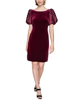 Karl Lagerfeld Paris Women's Velvet Taffeta Puffed-Sleeve Dress