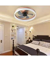 Streamdale Furniture Ceiling Fans With Lights Dimmable Led Embedded Installation Of Thin Modern Ceiling Fans(Rose Gold)