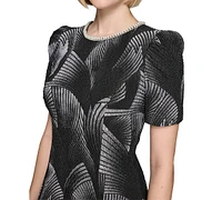 Karl Lagerfeld Paris Women's Fan-Texture Embellished Dress