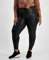 Id Ideology Plus Metallic Animal-Print Leggings, Created by Macy's