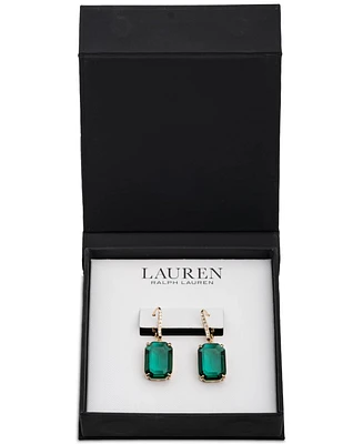 Lauren Ralph Gold-Tone Stone & Crystal Leverback Drop Earrings