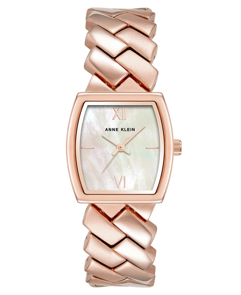 Anne Klein Women's Quartz Herringbone Rose Gold-Tone Alloy Metal Bracelet Watch, 26mm - Rose Gold