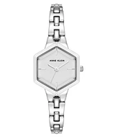 Anne Klein Women's Quartz Petite Hexagonal Silver-Tone Alloy Metal Bracelet Watch, 21mm