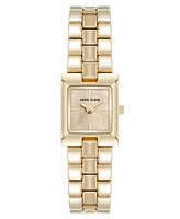 Anne Klein Women's Quartz Petite Tan Enamel Center Link Gold-Tone Alloy Metal Bracelet Watch, 17.5mm