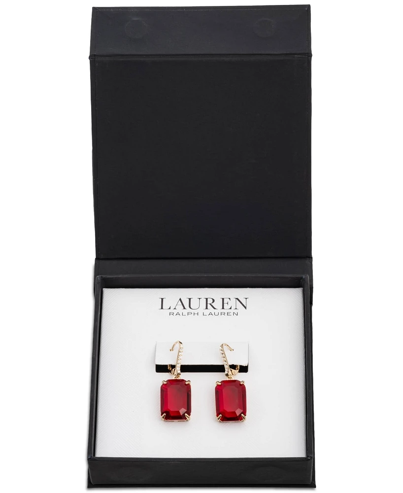 Lauren Ralph Lauren Gold-Tone Stone & Crystal Leverback Drop Earrings