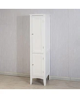 Simplie Fun White Freestanding Tower Cabinet with 2 Shutter Doors