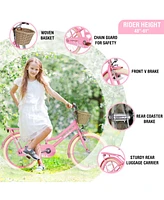 20" Girls Bike with Basket for 7-10 Year Olds