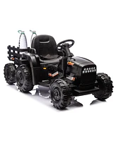 Streamdale Furniture 24V Electric Ride-On Tractor with Trailer, Remote Control, Music, Lights