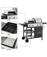 Streamdale Furniture 466 Sq. In. 4-Burner Gas Grill & Griddle Combo with Cover