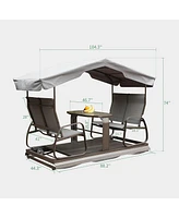 Simplie Fun Retro Glider Benches with Canopy for Outdoor Use