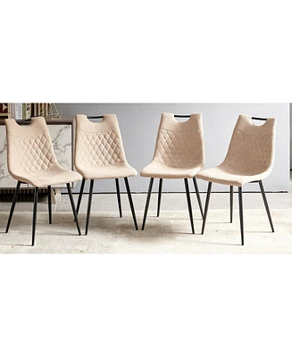 Simplie Fun Elegant Black Leg Beige Seat Dining/Coffee Chair (Set of 4)