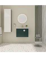 Wall-Mounted Vanity with Ceramic Sink and Soft-Close Doors