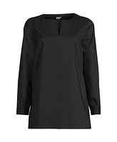 Lands' End Women's Stretch Broadcloth Long Sleeve Split Neck Tunic