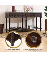 Streamdale Furniture Black distressed 58" console table with drawers & shelf