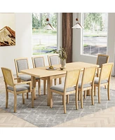 Streamdale Furniture 9-Piece Rustic Dining Set with Extendable Table