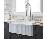 Streamdale Furniture Fireclay L X W Farmhouse Kitchen Sink With Grid And Strainer