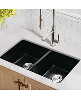 Streamdale Furniture 33 L X 18 W Double Bowl Undermount Kitchen Sink With Basket Strainer