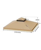 10x10 Ft Outdoor Patio Gazebo Replacement Canopy, Double Tiered Gazebo Tent Roof Cover