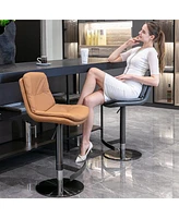 Streamdale Furniture Black Titanium Swivel Bar Stools with Faux Leather Backrest