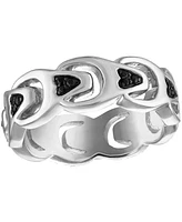 Bulova Marc Anthony Men's Black Diamond Chain Link Motif Ring (1/5 ct. t.w.) Sterling Silver-Plate, BVR1023