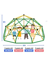 Streamdale Furniture Kids Climbing Dome Tower - 12 Ft Jungle Gym Geometric Playground Dome Climber Monkey Bars