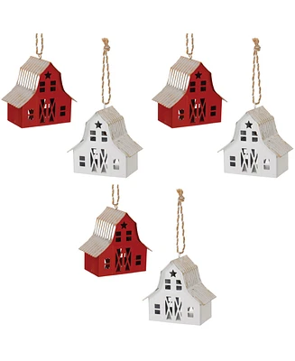 Slickblue Set of 6 Barn Ornaments – Perfect for Rustic Holiday and Farmhouse Decor