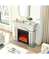 Streamdale Furniture W 46" X D 12.5" X H 41" Dome Door Acrylic Mirror Fireplace Cabinet, Tv Fireplace Cabinet