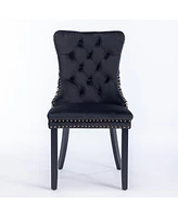 Contemporary Velvet Dining Chairs Set, Black & Patterned