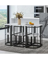 Streamdale Furniture Modern 7-Piece Dining Table Set With Faux Marble Compact 5 5" Kitchen Table Set For 6