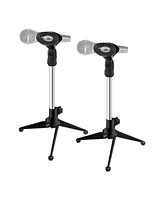 5 Core Desk Mic Stand Pair • Height Adjustable 7.5 to 12 Inch Table Tripod • Portable Desktop Microphone Stand • Includes Univers