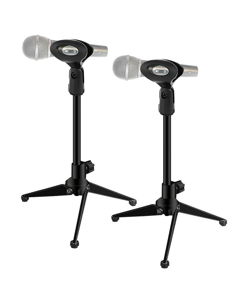 5 Core Desk Mic Stand Pair • Height Adjustable upto 12 Inch Table Tripod • Portable Desktop Microphone Stand • Includes Universal