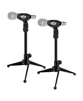 5 Core Desk Mic Stand Pair • Height Adjustable upto 12 Inch Table Tripod • Portable Desktop Microphone Stand • Includes Universal