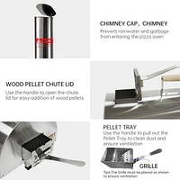 Outdoor 12" Stainless Steel Rotatable Pizza Oven with Thermometer & Carry Bag