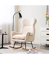 Streamdale Furniture Modern High-Backed Rocking Chair in Teddy Material