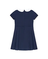 Hope & Henry Big Girls Pleated Ponte Dress with Peter Pan Collar