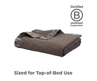 Cariloha Fleece Blanket | Onyx | Queen | Viscose Material | Satin Binding Border | Sized for Top of Bed | Ideal for Year Round Use